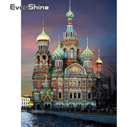EverShine DIY Diamond Painting Castle Full Square 5D Diamond Embroidery Landscape Rhinestones Mosaic Church Handmade Gift