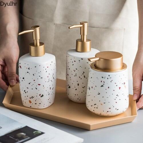 Nordic ceramic bathroom hand sanitizer bottled hotel shampoo shower gel conditioner disinfectant press bottle DyuIhr