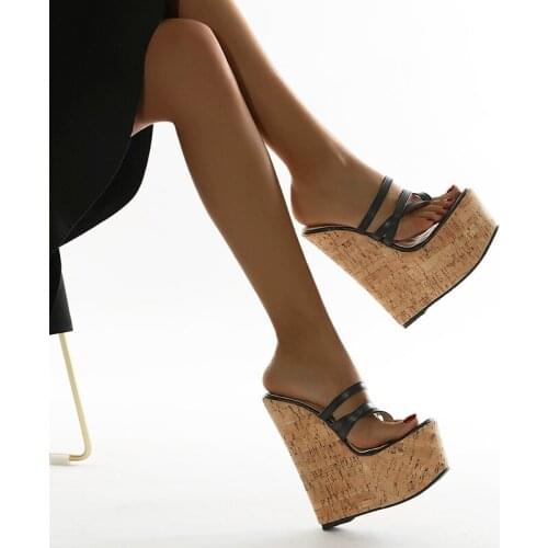 Summer shoes New Outdoor Sexy Flip Flops Shallow Platform Wedges Heel Slippers Women Fashion High Heels Sandals Female Shoes
