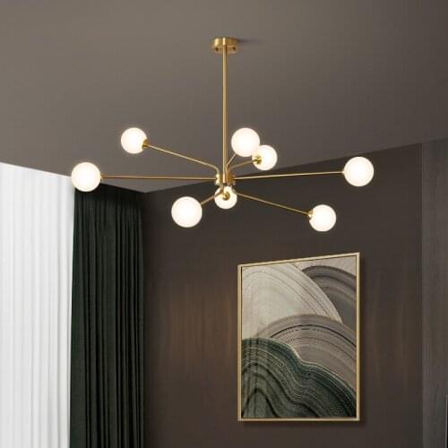 Chandeliers Lighting Copper Living Room Kitchen Lamp Magic Bean Glass Ceiling Chandelier For Bedroom luminarias