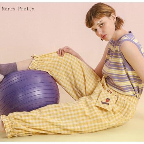 Merry Pretty Women's Plaid Trousers