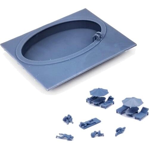 Outland Models Military Scenery Structure Swimming Pool Set with People 1:87 HO Scale