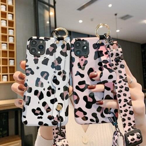 Fashion Leopard Pattern Soft IMD Cases For iPhone 12 Pro Max 11 XS XR 8 7 Shockproof Protect Strap Cover