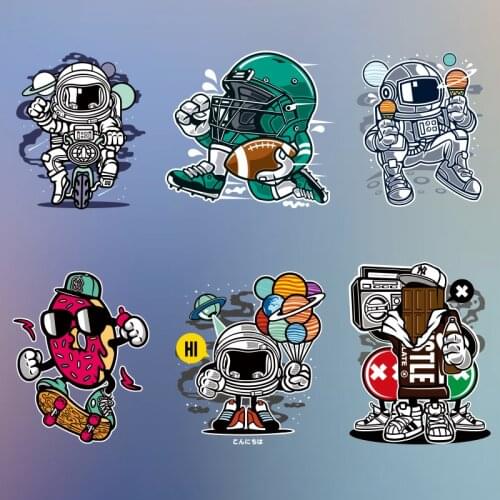 Cartoon Anime Astronaut Pattern On Clothes Applique Decor Heat Transfer PVC Patch Stickers Printed Decoration Washable