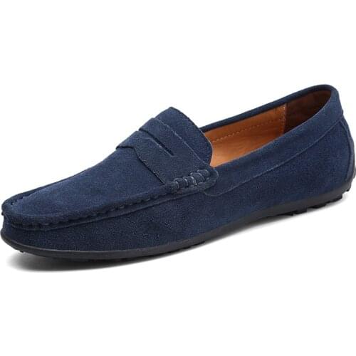 Plus Size Men Casual Shoes Fashion Genuine Leather Men Loafers Moccasins Slip on Mens Flats Male Driving Shoes Breathable Soft