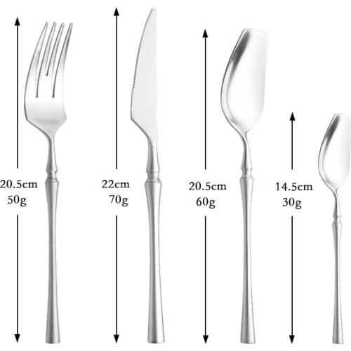 Silver Matte Cutlery Set Flatware Western 18/10 Stainless Steel Tableware Home Kitchen Dinner Spoon Fork Knife Dinnerware Set