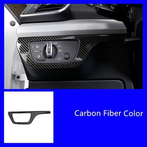 Car Carbon Fiber Headlight Button Frame Cover Trim Car Decoration For- Q5 FY 2018 2019