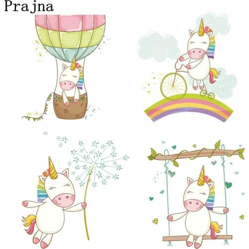 Prajna Unicorn Iron-on Transfers For Kids Clothes T- Shirt Heat Transfer Vinyl Sticker Jacket Grade-A Thermal Applique E