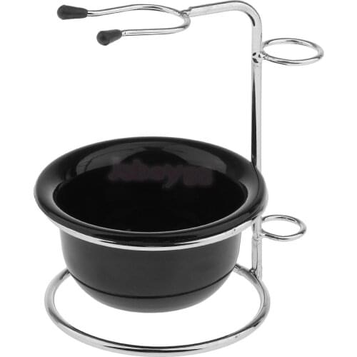 Stainless Steel Shaving Brush Razor Stand Holder & Acrylic Shaving Bowl Set for Home Travel