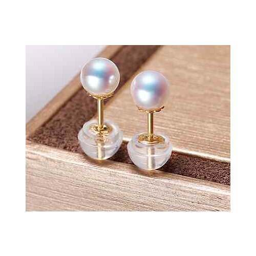 Charming 8mm south sea white round pearl earring 14KGP >jewerly free shipping