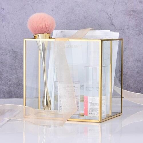 2/3/4 Grids Makeup Organizer Nordic Makeup Storage Box Transparent Glass Cosmetics Make Up Brush Lipstick Ins Home Ornament