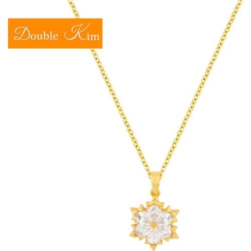 Snow Flower Zircon Pendant Necklace Titanium Steel Gold Chain Necklace Inlaid Natural Zircon Fashion Trendy Women Jewelry Gift