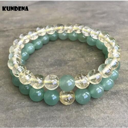 8mm Couple Bracelets Friendship Green Stone Quartzs Natural Stone Beads Elastic Bracelet Yoga Mala Beads Bracelet Gift Bracelet