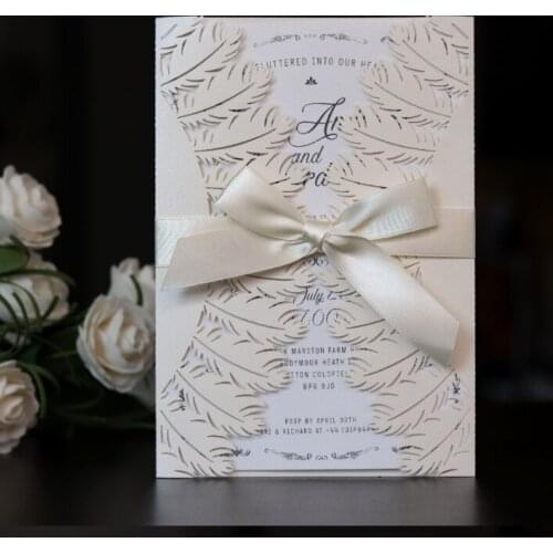 50pcs/set a loving feather laser cut invitation muti color available