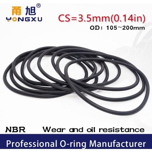 Rubber Black NBR Sealing O-Ring CS3.5mm OD110/135/140/145/150/200*3.5mm Seal Rubber NBR Gasket Gaskets Sealing Washer Oil Ring