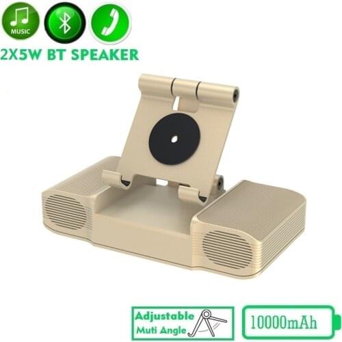 SooPii Phone Holder, Tablet Stand with Portable Wireless Speaker and 10W Stereo Sound, Support MIC Phone Call/AUX/TF/U-Disk