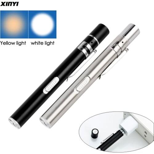 USB Rechargeable Medical Handy Pen Light Mini Nursing Flashlight LED Torch Lamp With Stainless Steel Clip Pocket Led Flashlight