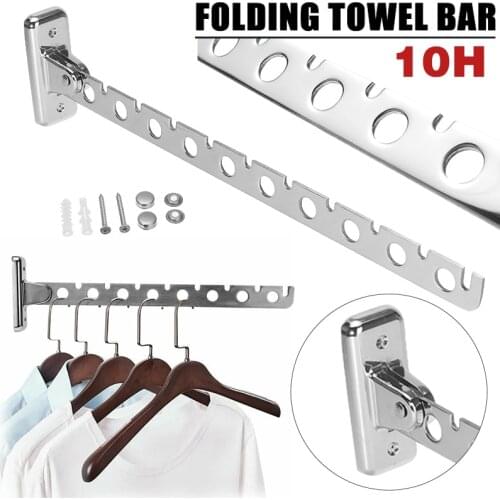 6/8/10 hole Rack Folding Stainless Steel Clothes Hook Rack With Screws Movable Coat Shirts Pants Swing Hanger Clothing Rail