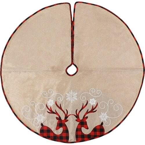 Christmas Tree Skirt Decoration Supplies Snowflake Double Deer Tree Skirt Linen Hotel Shopping Mall