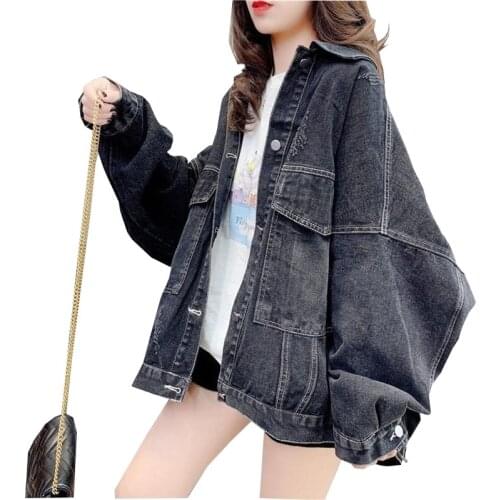 Casual Jeans jacket Women Clothes Oversized Jeans Denim Coat Vintage Coats Spring Fall 2021 New Jackets Female Solid outerwear