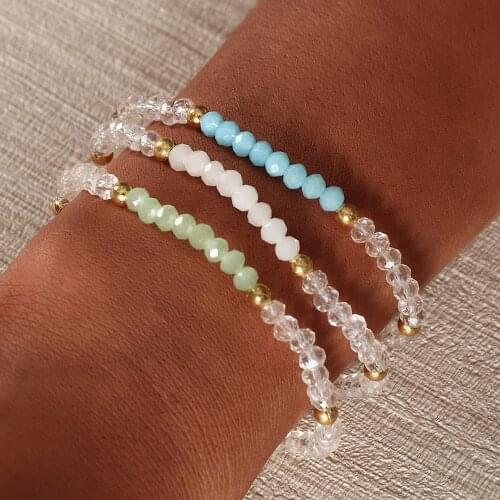 Transparent Beaded Bracelets for Women 3 Pcs/Set Elastic Stretch Bracelet Female Hand Chains 2021 Fashion Jewelry Simple New