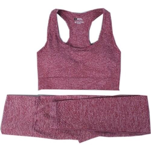 Womens Yoga 2 Pieces Workout Outfits Seamless High Waist Leggings Sports Bra Running Clothes Sets Hot Sell