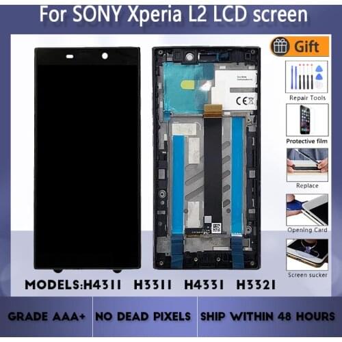 For Sony Xperia L2 LCD screen assembly with front case touch glass,For Sony L2 H4311 H3311 H4331 H3321 LCD Display original