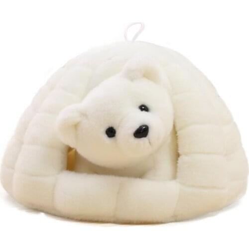 1pc 18cm cartoon the Oceans Pavilion white polar bear snow den little plush doll stuffed toy kids infant creative birthday gift