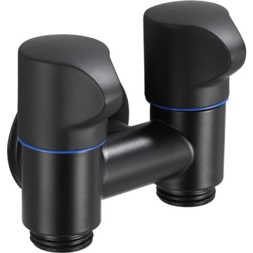 1pc Laundry Bibcock Brass Black/Black Gold Wall Mount Double Using Water Faucet Bathroom Accessories Outdoor Sink Garden Taps