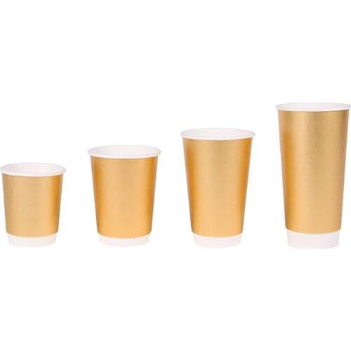 100 Pack 8 Ounce Gold Foil Paper Cups Disposable Cups Drinking Cups for Beverages, Party, Wedding, Anniversary, Birthday Supplie