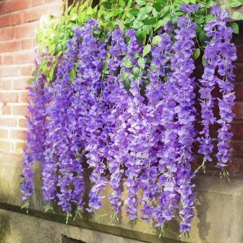 12 Pcs Hydrangea Garland Hanging Flowers for Outdoor Wedding Ceremony Decor Silk Wisteria Vine Wedding Arch Floral Decora