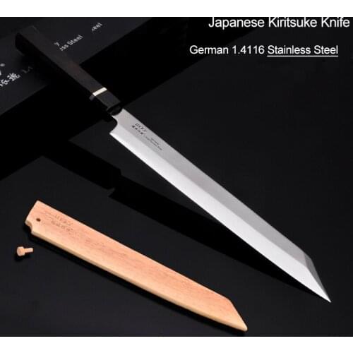 24cm Japanese Sushi Kitchen Knife German 1.4116 Stainless Steel Japan Salmon Fish Filleting Chef Kiritsuke Sashimi Knife 5.1G