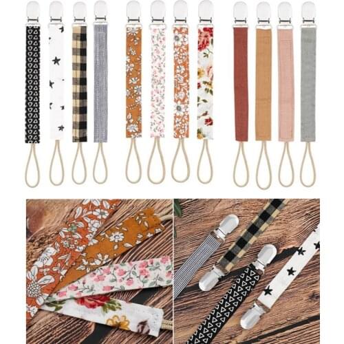 4 PCs Baby Pacifier Chain Clip Cotton Holder Pacifier Soother Clips Leash Belt Nipple Holder For Infant Feeding Safe BPA Free