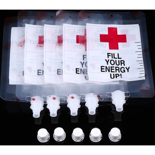 5pcs 250ml Plastic Drinking Pouch with Cap Foldable Flasks Juice Container Leakproof Liquor Pouch Reusable Halloween Spout Bags