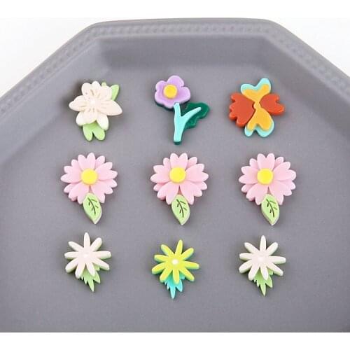 6pcs children small flowers Earrings for Women sun flower resin patch DIY handmade jewelry earrings hair accessories material