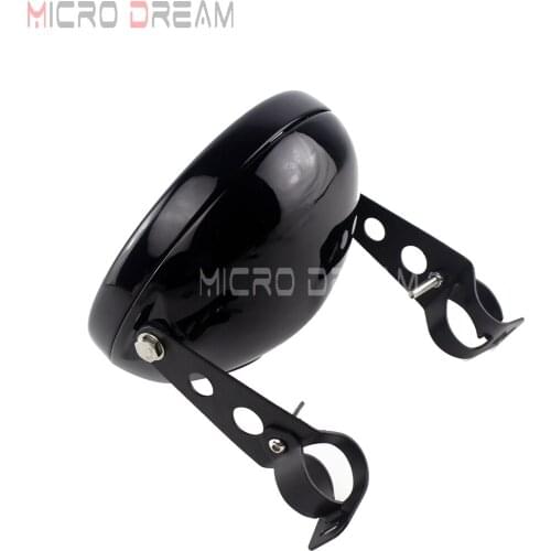 7 inch Black Motorcycle Headlight Bucket Head Light Housing Mount Bracket Cover w/ Fork Clamp 27-35mm for Chopper Bobber Cruiser