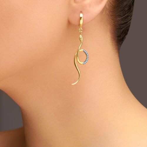 925 Sterling Silver Snake Turquoise Stone Earrings