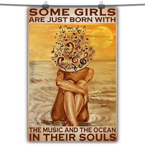 No Frame HD Printing American Girl Beach Sunset Inspirational Poster Canvas Wall Art Oil Painting Living Room Decor