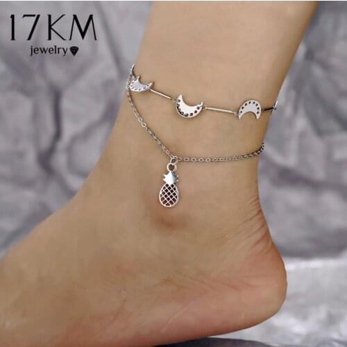 17KM New Moon Pineapple Anklets For Women Fashion Anklet Bracelet 2020 Beach Bohemia Foot Jewelry Drop shipping