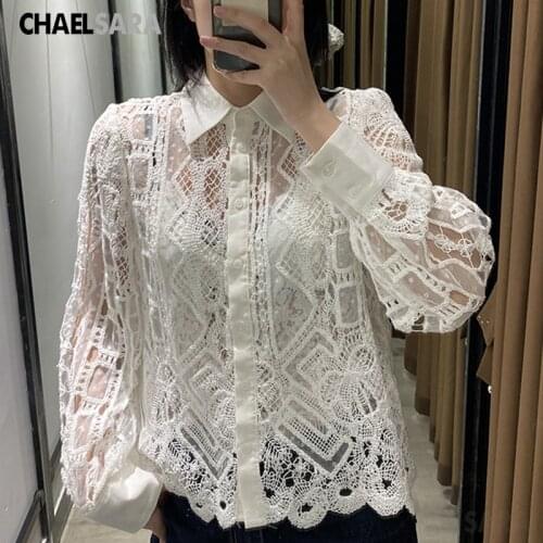 Женские белые рубашки CHAELSARA China At AliExpress