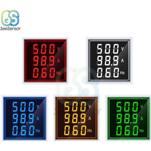 AC 60-500V 0-100A LED Digital Voltmeter Ammeter Hertz HZ Signal Lights 220V Voltage Current Meter Volt Amp Tester Detector