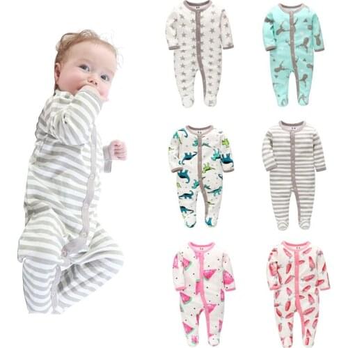 2Pcs/Set Newborn Long Sleeve Cotton Romper Set New Born Boy Girl Baby Pajama Rompers Childrens Clothes