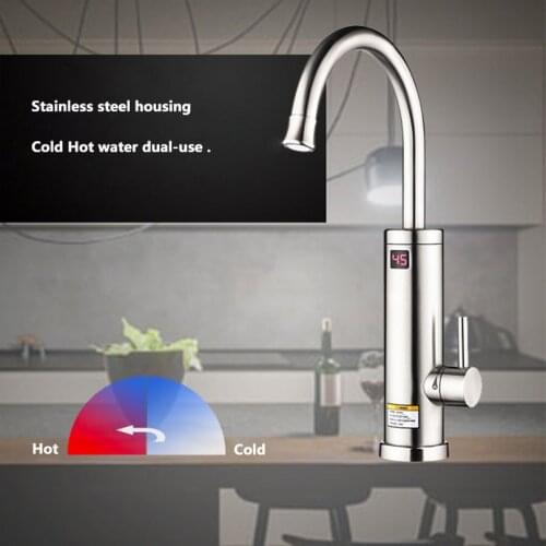 Kbxstart 220V Electric Instant Water Heater Tap Supply Hot and Cold Water Stainless Kitchen Faucet with LED Digital Display