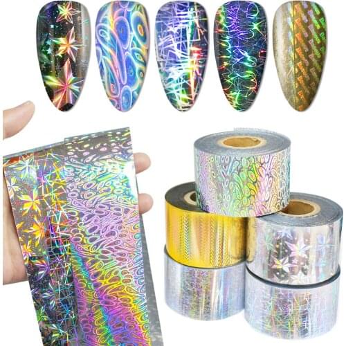 120M/Roll Holo Transfer Foil Nail Art Holographic Design Abstract Art Stickers 5 Patterns Available For Nails Foil DIY Nail Wrap