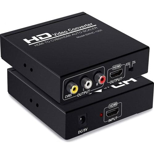 HDMI-compatible-HDMI to HDMI Video Audio Converter with AV RCA CVBS and L/R output, play Xbox 360, PS3, HD players on analog TV