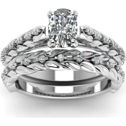 I & FDLK Fashion Rhinestones Zircon Rings Set For Women Accessories Female Cute Engagement/Wedding Band Jewelry Girl Gift