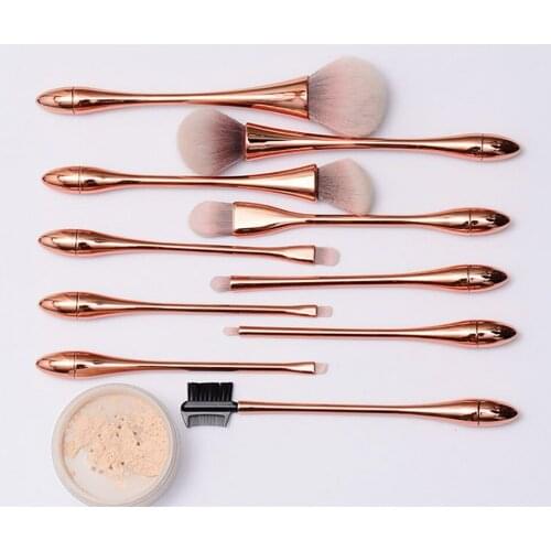 Makeup Brush Full Set of 10Pcs Professional Eye Shadow Blush Repair Highlighter Powder Eyelash Brush Bright Series