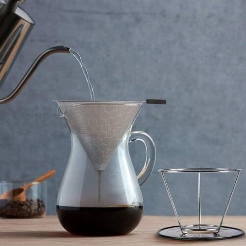 Pour over Coffee Dripper Coffee Filter Reusable Pour over Coffee Filter Cone Coffee Dripper with Cup Stand and Brush