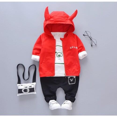 3pcs Children spring autumn Clothing sets Baby boys Hooded Jackets T-shirts Pants Suit Kids Toddler Girls Casual Sports Clothes