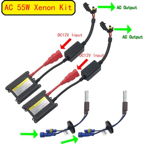 Ceramic Base S18 55W HID Xenon Light Bulb & AC Ballast Conversion Kit Xeon Headlight for 2.5 2.8 3.0 Inches Projector Lens 6000K